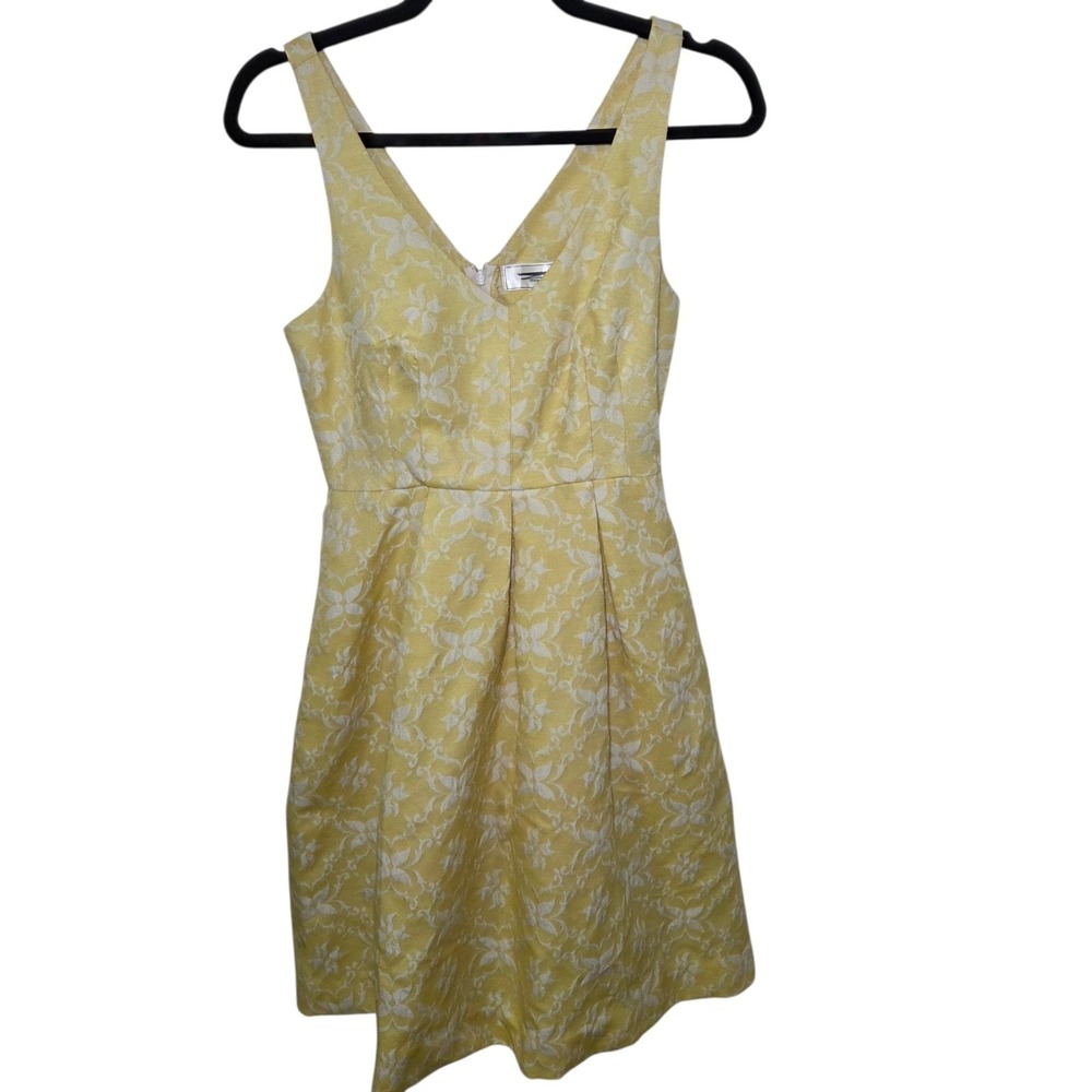 MOULINETTE SOEURS Anthropologie Yellow Floral Dress Womens 2 Preppy Tea Party